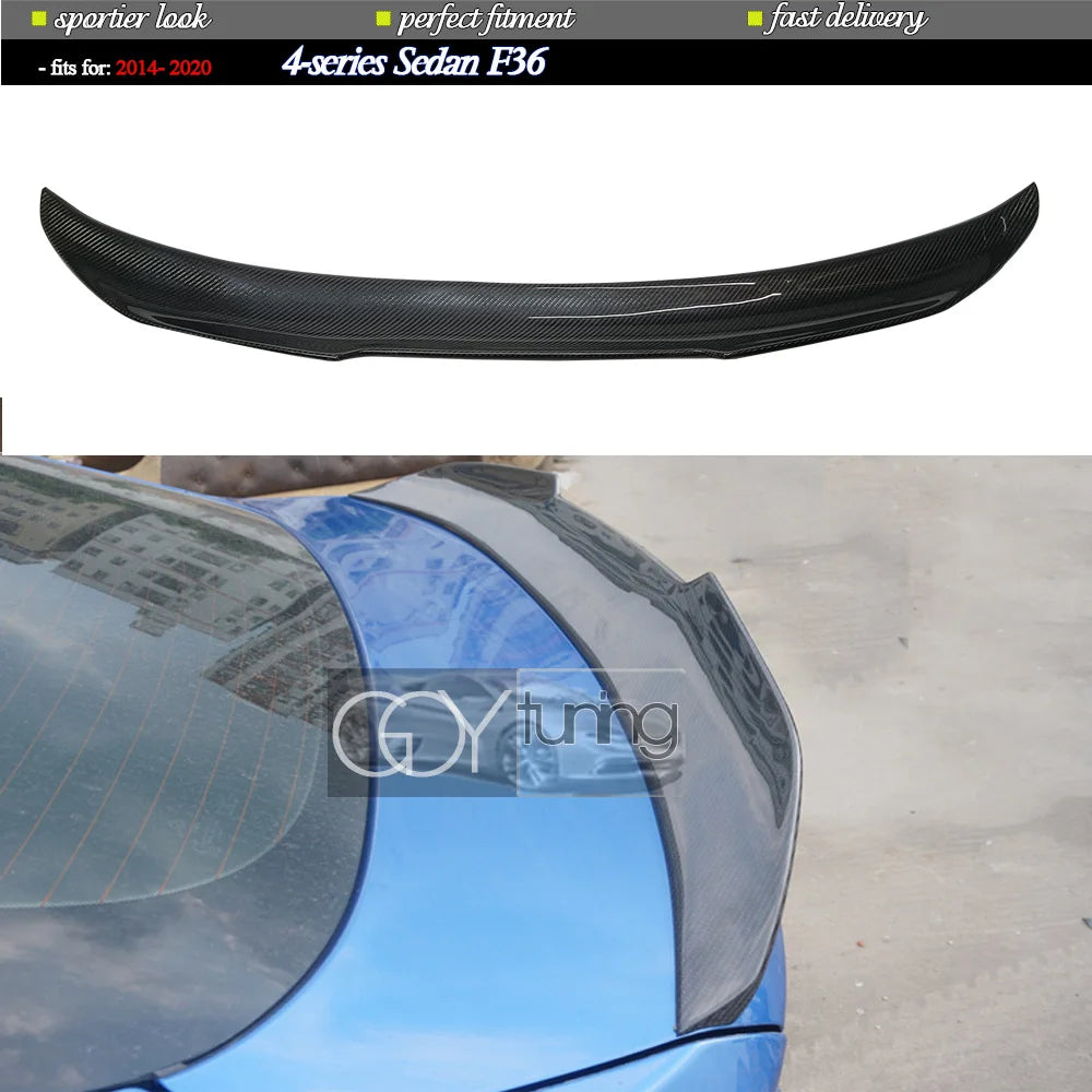 Carbon Fiber Rear Trunk Spoiler Duck-tail Deck Wing for BMW F36 4 Series (2013 - 2019) 4-Door Gran Coupe Only, Perfect Fit