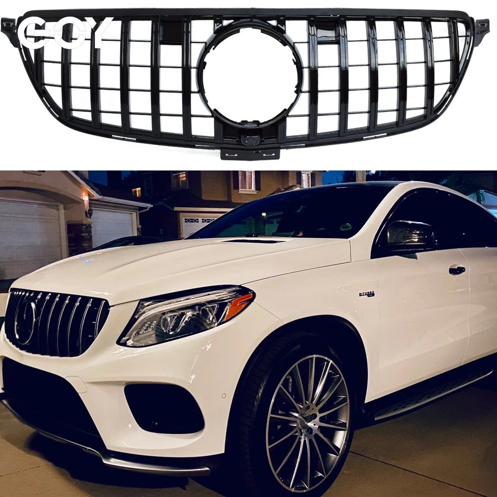 Black Silver Replacement Front Bumper GTR Grille Fit For Mercedes GLE Class C292 W292 Coupe 2015 - 2019, Not for GLE63 AMG