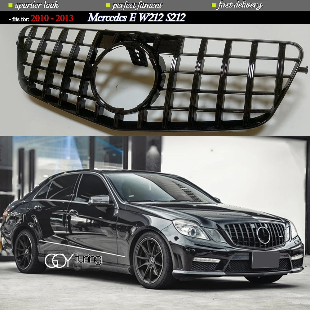 Black Replacement Bumper Grille GTR Type For Mercedes E Class  Pre-facelifted W212 Sedan S212 Estate 2010 - 2013 E200 E300 E350