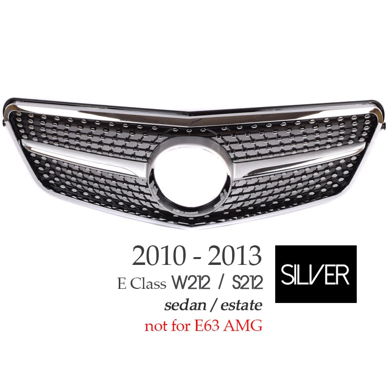 Black Replacement Bumper Grille Diamonds Type For Mercedes E Class Pre-facelift W212 Sedan S212 Wagon 2010 - 2013 E200 E300 E350