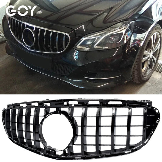 Black Silver Replacement Front Bumper GTR Grille For Mercedes E Class Facelifted S212 Estate & W212 Sedan 2014 - 2016