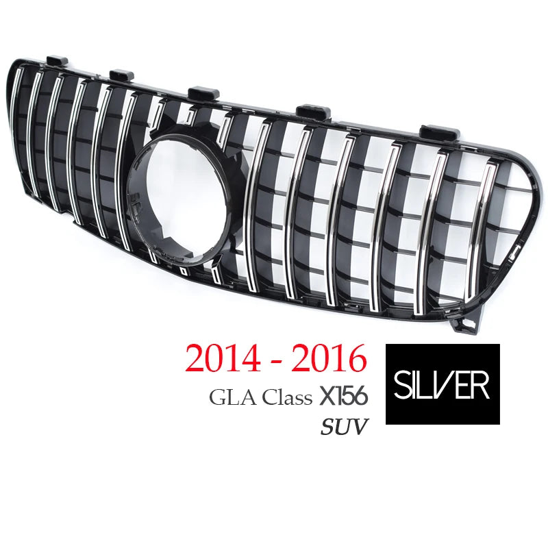 Black Silver Replacement Front Bumper GTR Panamericana Grille For Mercedes GLA Class X156 (Facelift & Pre-facelift) 2014 - 2019