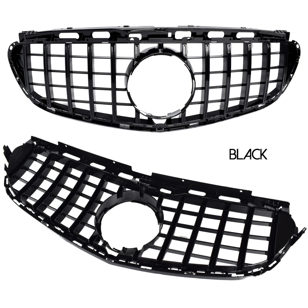 Black Silver Replacement Front Bumper GTR Grille For Mercedes E Class Facelifted S212 Estate & W212 Sedan 2014 - 2016