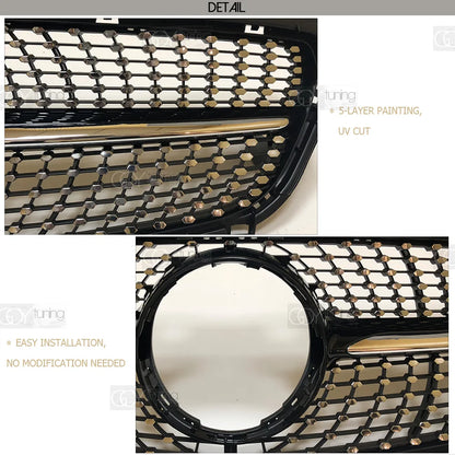 ABS Black Silver Replacement Front Bumper Radiator Diamonds Grille Fit For Mercedes A Class W176 2013 - 2015