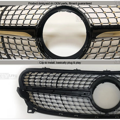 ABS Black Silver Replacement Front Bumper Radiator Diamonds Grille Fit For Mercedes GLA Class X156 2017 - 2019