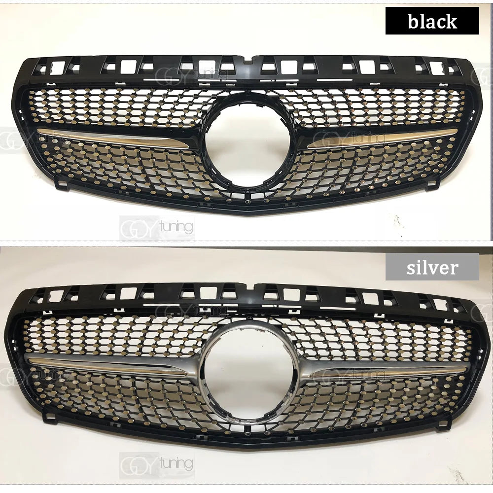 ABS Black Silver Replacement Front Bumper Radiator Diamonds Grille Fit For Mercedes A Class W176 2013 - 2015