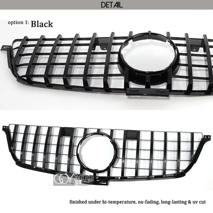 ABS Black Silver Replacement Front Bumper Radiator GTR Grille Fit For Mercedes M ML Class W166 Pre-Facelift 2012 - 2015