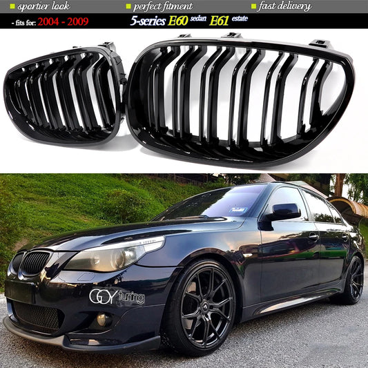 High Gloss Glazing Black Front Bumper Grill Kidney Radiator Grille for BMW 2004 - 2009 5-series E60 Sedan & E61 Estate