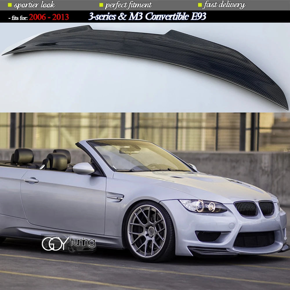 High Kick Glazing Carbon Fiber Rear Rear Trunk Spoiler Ducktail for BMW 3 Series 2-Door Cabriolet (E93) & E93 M3 2006 - 2013