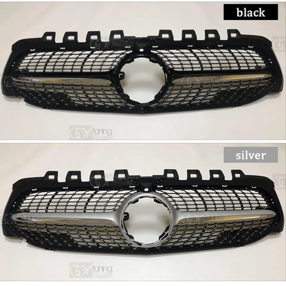 ABS Black Silver Replacement Front Bumper Radiator Diamonds Grille Fit For Mercedes A Class W177 V177 2019 - 2021