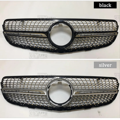 ABS Black Silver Replacement Front Bumper Radiator Diamonds Grille Fit For Mercedes GLC Class X253 C253 W253 2015 - 2018