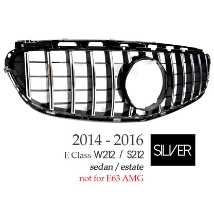 Black Silver Replacement Front Bumper GTR Grille For Mercedes E Class Facelifted S212 Estate & W212 Sedan 2014 - 2016