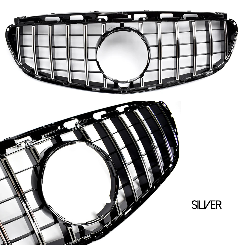 Black Silver Replacement Front Bumper GTR Grille For Mercedes E Class Facelifted S212 Estate & W212 Sedan 2014 - 2016