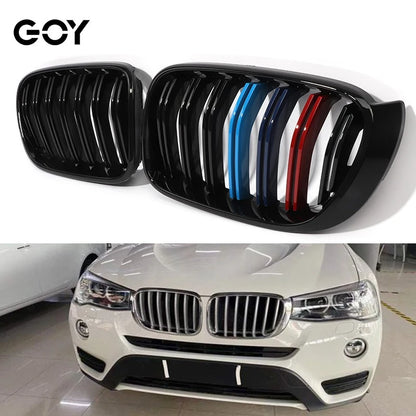 X4 F26 Grille. Glossy M-coloured Front Bumper Black Grill for BMW Facelifted X3 F25 LCI 2014 - 2018, X4 F26 2015 - 2018