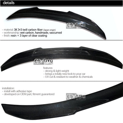 3*3 High-kick Carbon Fiber Rear Trunk Spoiler Car Wing for BMW E92 Coupe 3 Series 2006 - 2012 & E92 M3 Coupe Fitment Guaranteed