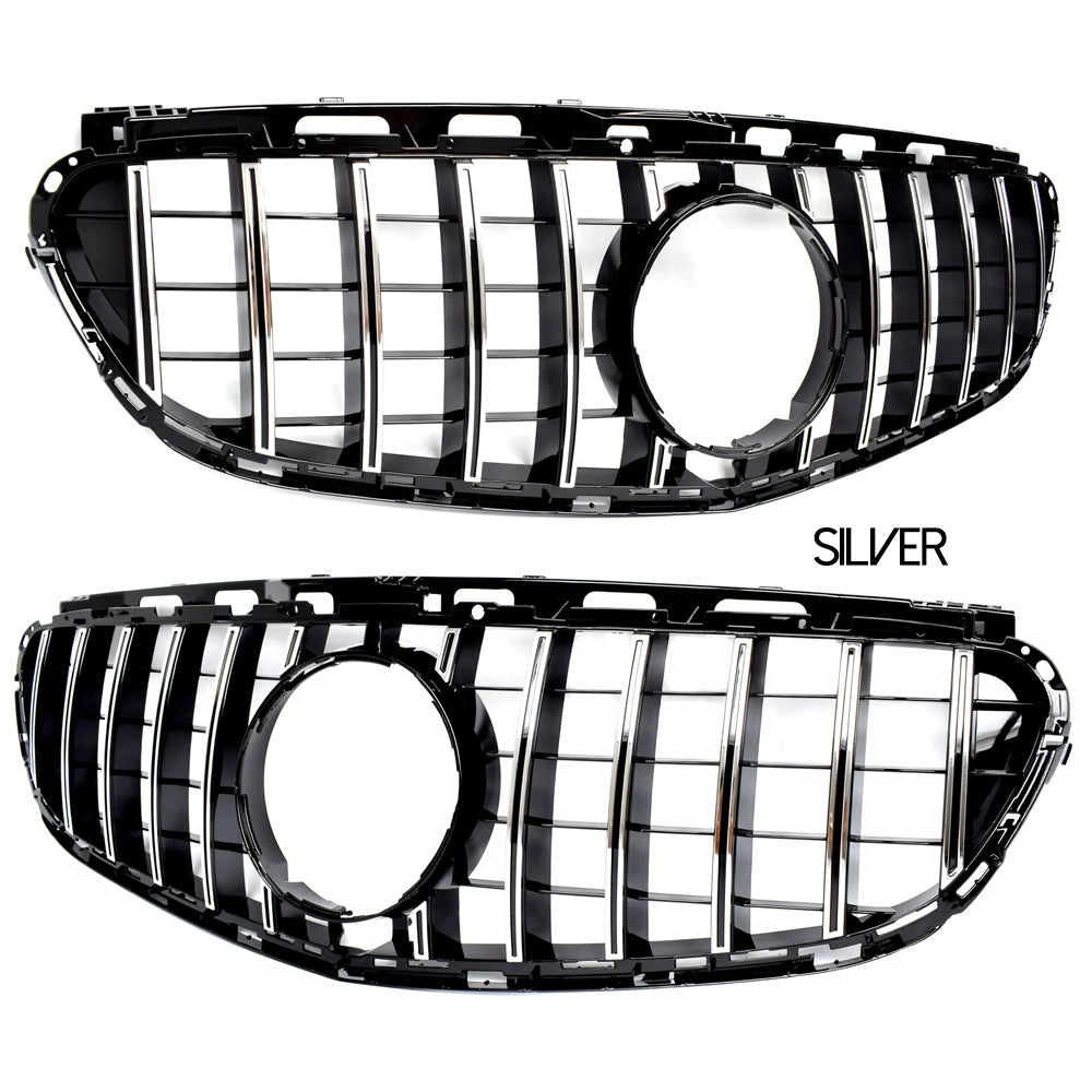 Black Silver Replacement Front Bumper GTR Grille For Mercedes E Class Facelifted S212 Estate & W212 Sedan 2014 - 2016