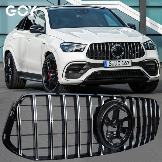 Black Silver Replacement Front Bumper GTR Grille Fit For Mercedes GLE Class W167 SUV C167 Coupe 2020 - 2022, Not for GLE63 AMG