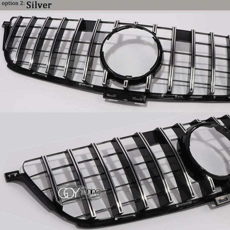 ABS Black Silver Replacement Front Bumper Radiator GTR Grille Fit For Mercedes M ML Class W166 Pre-Facelift 2012 - 2015