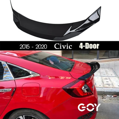 Civic 10 ABS Plastic Trunk Spoiler Piano Black Carbon Fiber Printing Hydrographical for Honda 10th Civic X 3-Box 4-Door Sedan FC FC1 FC2 FC5 FC6 FC7 FC8 FC9