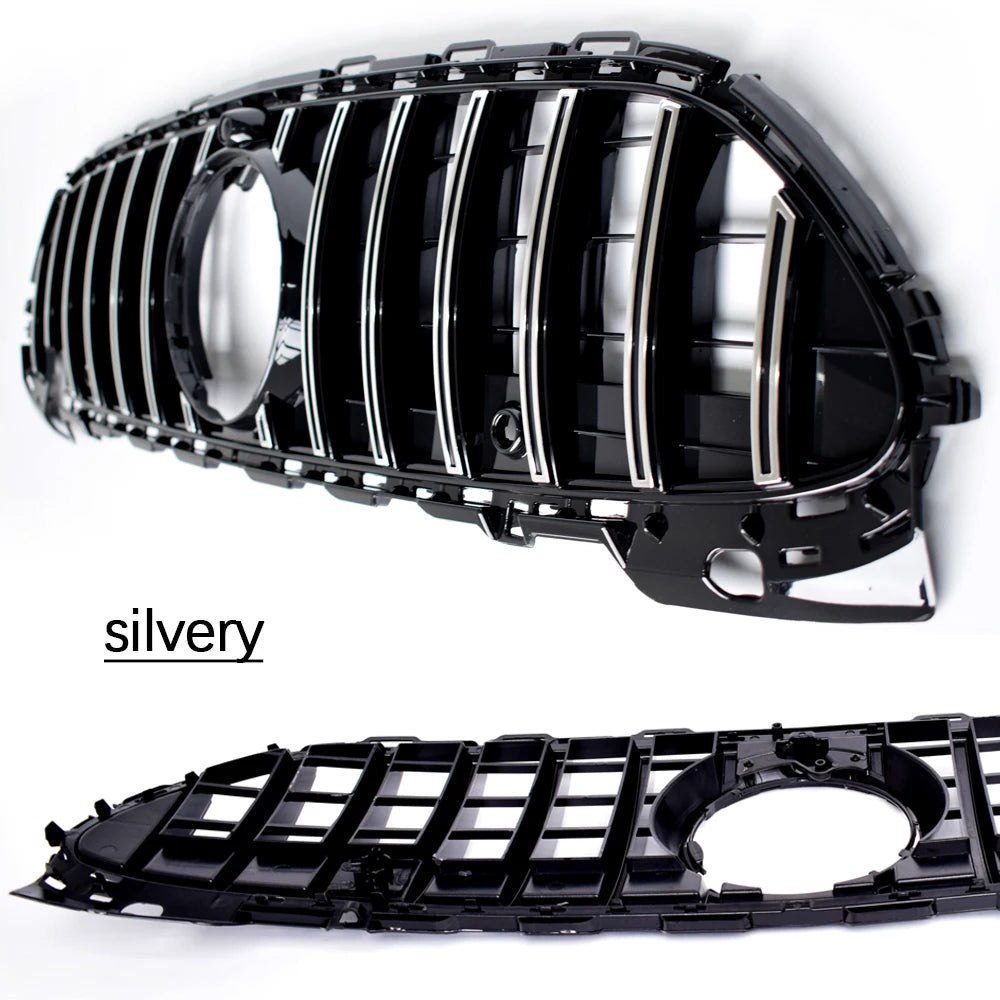 Black Silver Replacement Front Bumper Radiator GTR Grille for Mercedes C Class W206 2021 - 2023 Sedan Wagon Coupe Convertible