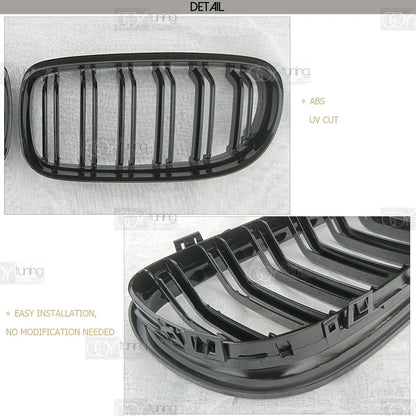 Gloss Black Dual-Slat Front Bumper Kidney Radiator Grille for BMW 2008 - 2011 E90 3 Series Sedan, E91 Estate