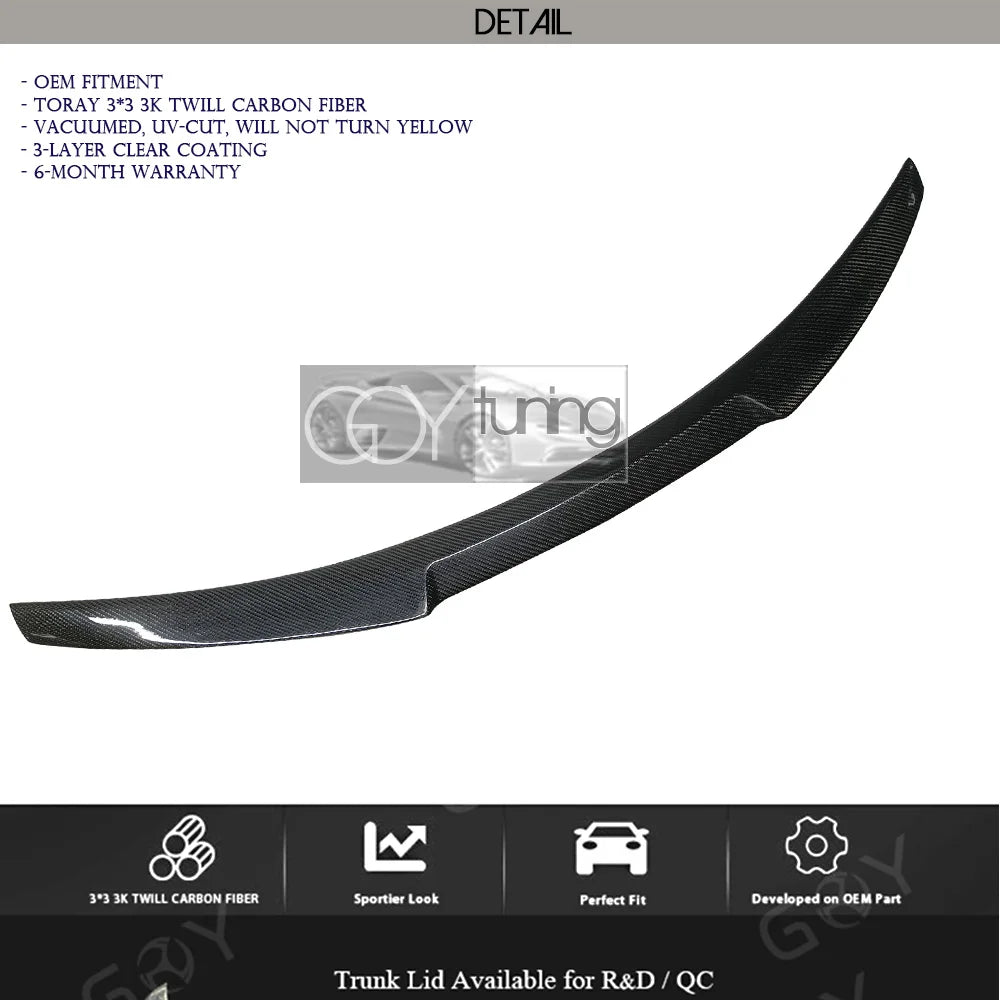 3*3 Carbon Fiber Rear Trunk Spoiler Deck Lid Wing for Audi A4 B8 4-Door Sedan (2008 - 2011) Only