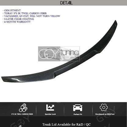 3*3 Carbon Fiber Rear Trunk Spoiler Deck Lid Wing for Audi A4 B8 4-Door Sedan (2008 - 2011) Only