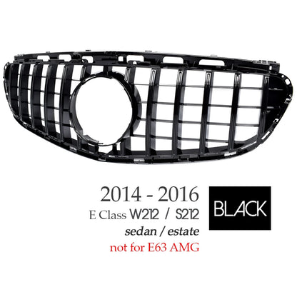 Black Silver Replacement Front Bumper GTR Grille For Mercedes E Class Facelifted S212 Estate & W212 Sedan 2014 - 2016