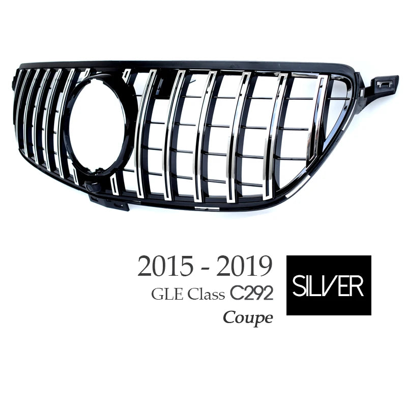 Black Silver Replacement Front Bumper GTR Grille Fit For Mercedes GLE Class C292 W292 Coupe 2015 - 2019, Not for GLE63 AMG