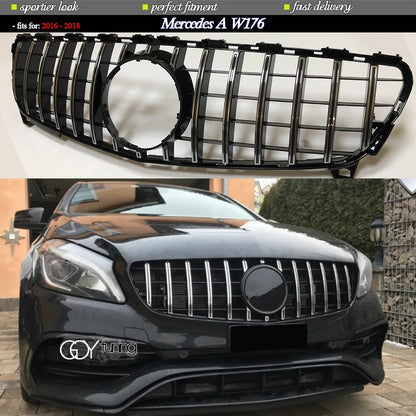 Replacement Black Silver Front Bumper Racing Grille GT Look Fit For Mercedes A Class W176 2016 2017 2018