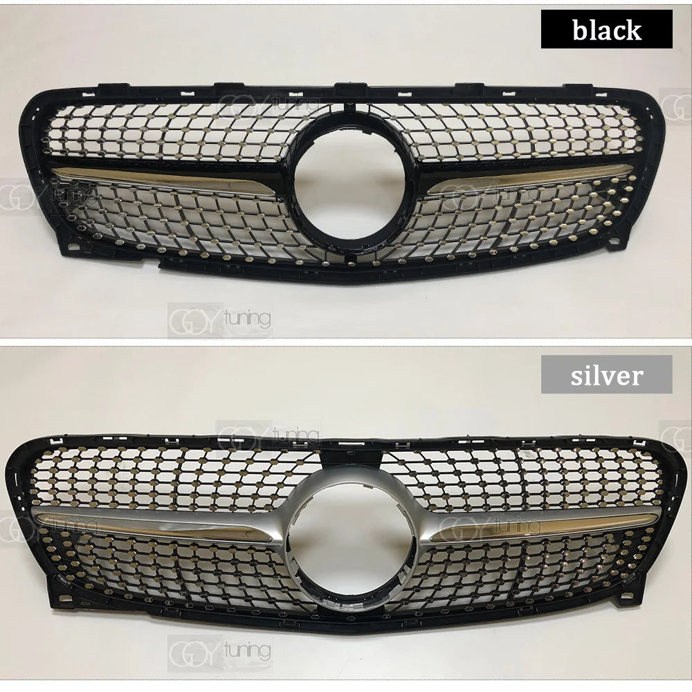 ABS Black Silver Replacement Front Bumper Radiator Diamonds Grille Fit For Mercedes GLA Class X156 2017 - 2019