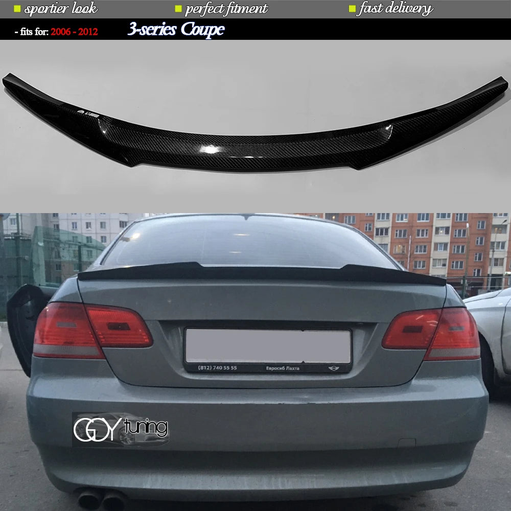 3*3 Carbon Fiber Rear Trunk Spoiler Boot Wing Ducktail Perfectly Fit for BMW 3 Series Coupe (E92) & M3 Coupe 2006 - 2012