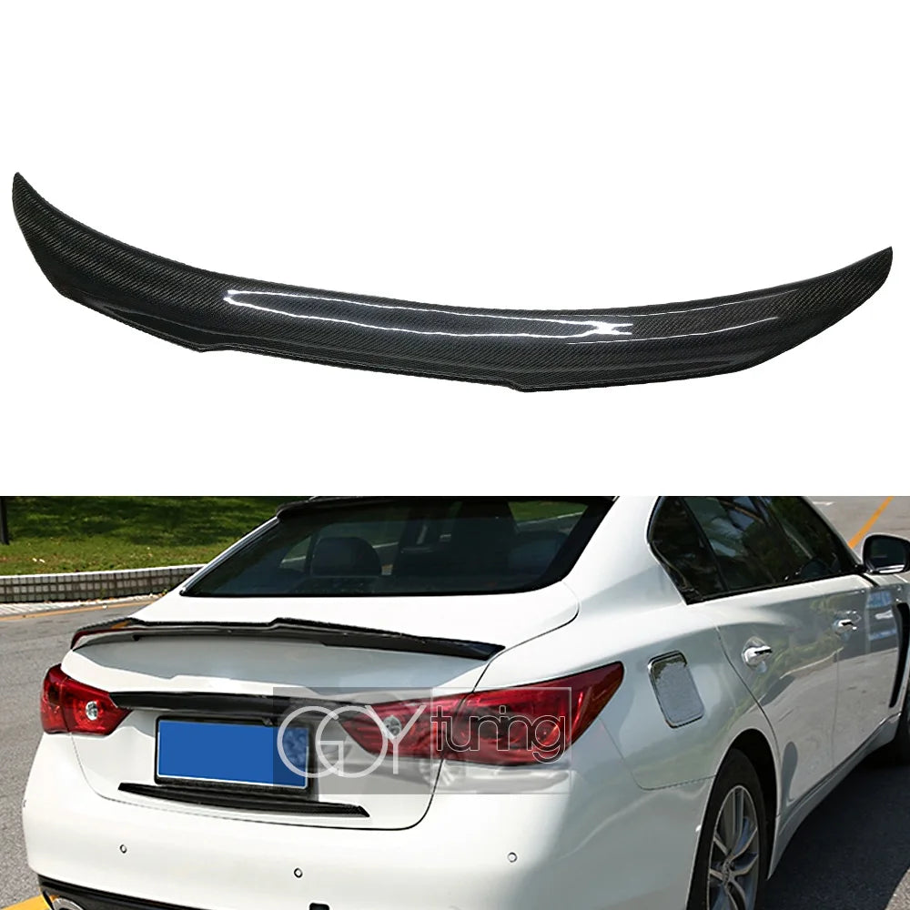 3*3 Carbon Fiber Rear Trunk Spoiler Duckbill Boot Wing for Infiniti Q50 4-Door Sedan (2013 - 2020), Fitment Guranteed