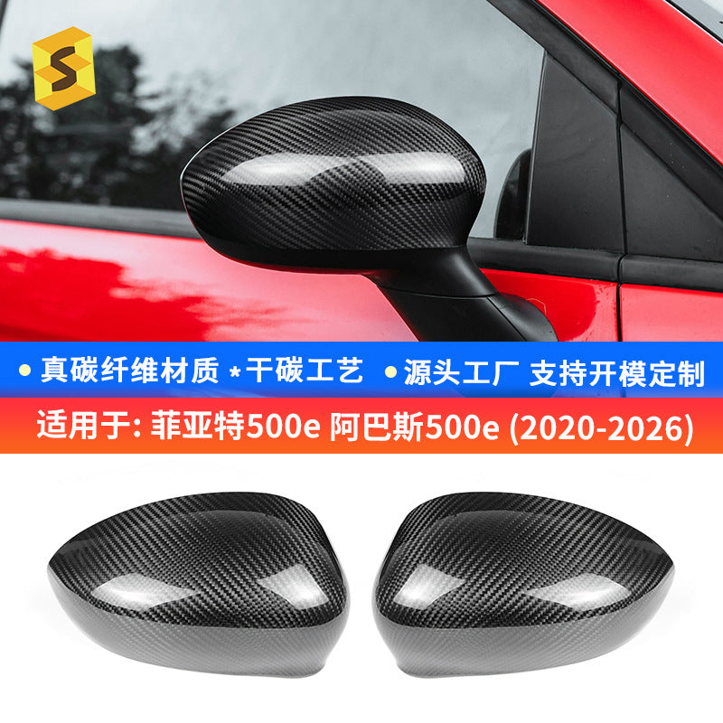 Real Carbon Fiber Side Mirror Housing Cover for Fiat 500