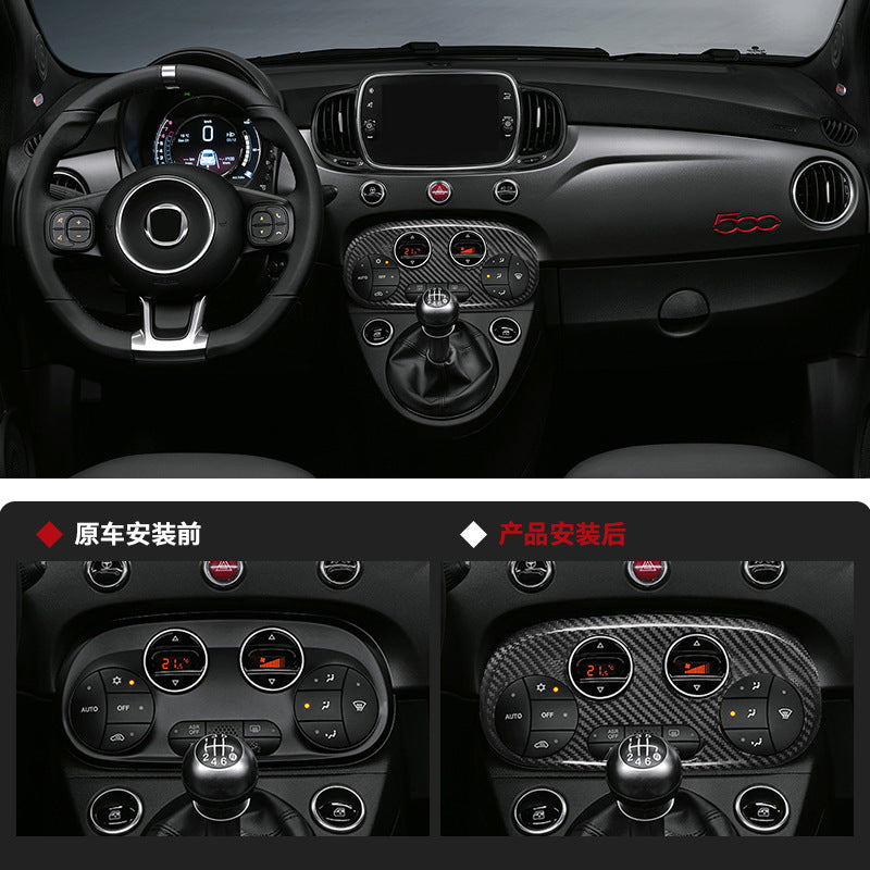 Real Carbon Fiber AC Knob Panel Trim for Fiat 500 Abarth