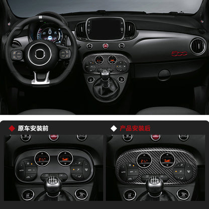Real Carbon Fiber AC Knob Panel Trim for Fiat 500 Abarth