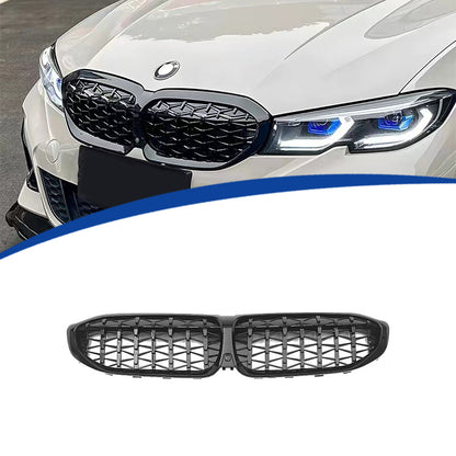 Meteor Front Grille for BMW 3 Series G20 (2020 - 2022), Glossy Black & Semi-Silver