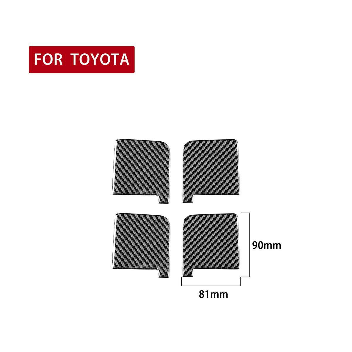 4PCS Prepreg Dry Carbon 3*3 3K Real Carbon Fiber Interior Door Bowl Overlay Trim for Toyota Tundra XK50 Facelift (2014-2021)