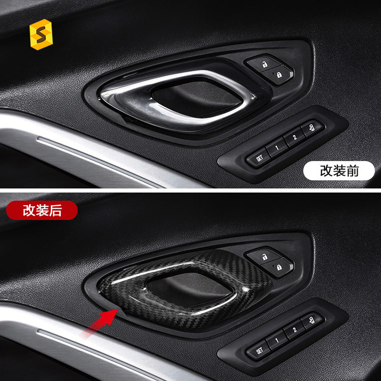 Real Dry Carbon Fiber Interior Door Handle Trim for Chevrolet Camaro (2016+)