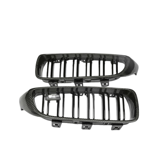 Tri-Color Carbon Fiber Front Grille for BMW M3 F80 / M4 F82 – M Stripes, Stick-On / Replacement