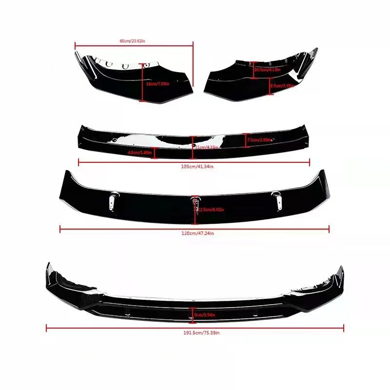 Blacked-Out 4-Section Front Lip Spoiler for BMW X5 G05 (2020 - 2023), Water Transfer