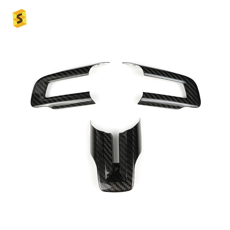 Carbon Fiber Steering Wheel Button Frame Trim for Ford Mustang