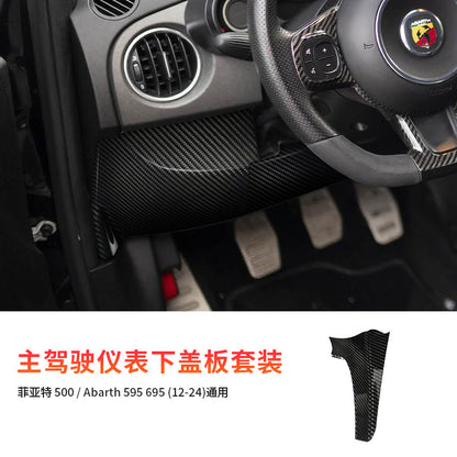 Real Carbon Fiber Instrument Left Side Panel Trim for Fiat 500