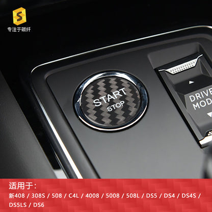 Carbon Fiber Ignition Push-Start Button Trim for Peugeot 308S / 408