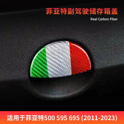 Real Carbon Fiber Storage Box Switch Trim for Fiat 500 / 595 / 695