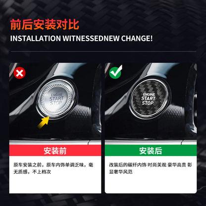 Real Carbon Fiber Push-Start Button Trim for Genesis G70
