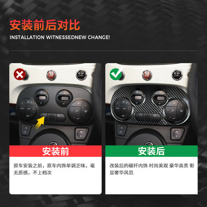 Real Carbon Fiber AC Control Panel Trim for Fiat 500