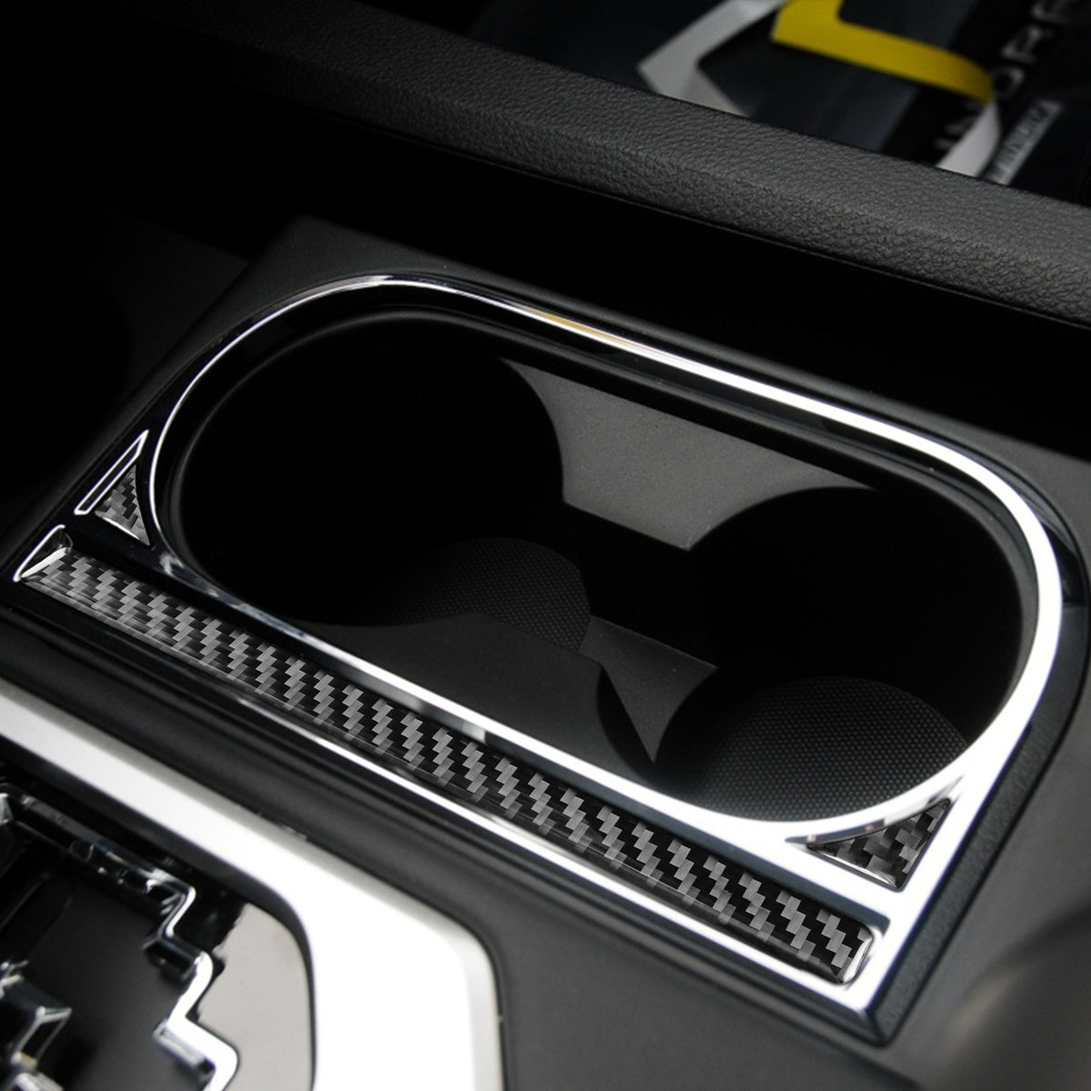Prepreg Dry Carbon 3*3 3K Real Carbon Fiber Interior Center Console Cup Holder Overlay for Toyota Tundra XK50 (2014-2021)