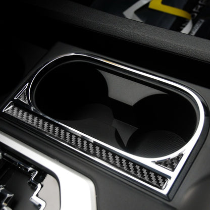 Prepreg Dry Carbon 3*3 3K Real Carbon Fiber Interior Center Console Cup Holder Overlay for Toyota Tundra XK50 (2014-2021)