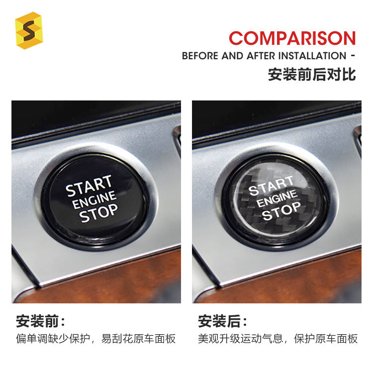 Rigid Carbon Fiber Ignition Push-Start Button Trim for Audi A6 / S6 (2019 - 2023)